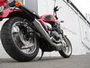 rear view, Thunderbike 3 into 1 Stainless Steel Exhaust Performance System for Thunderbird 900
